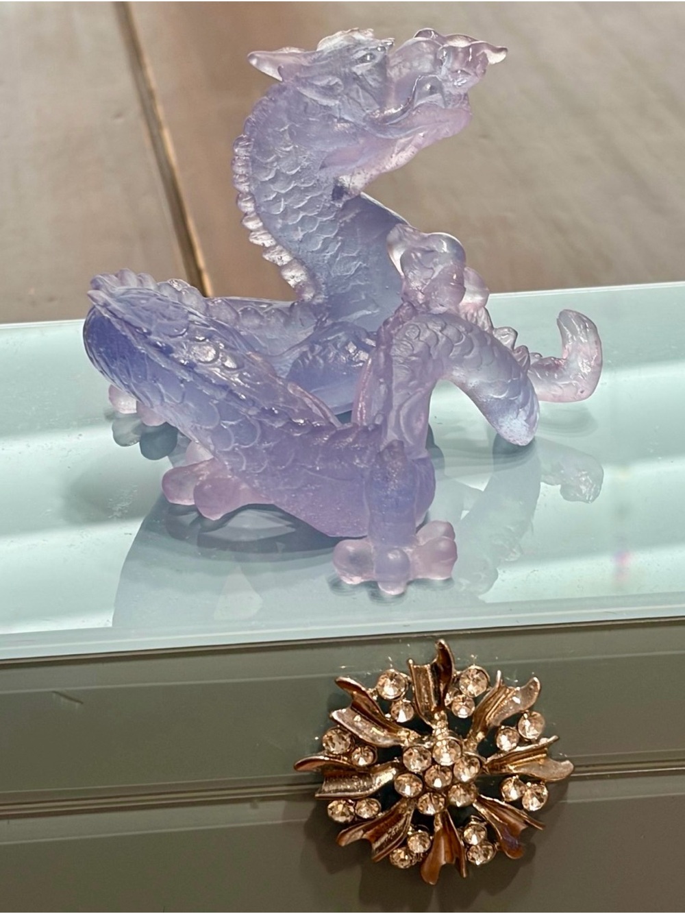 Rare/limited signed Daum France Amethyst Crystal Dragon Sculpture Pate de Verre - Picture 7 of 11